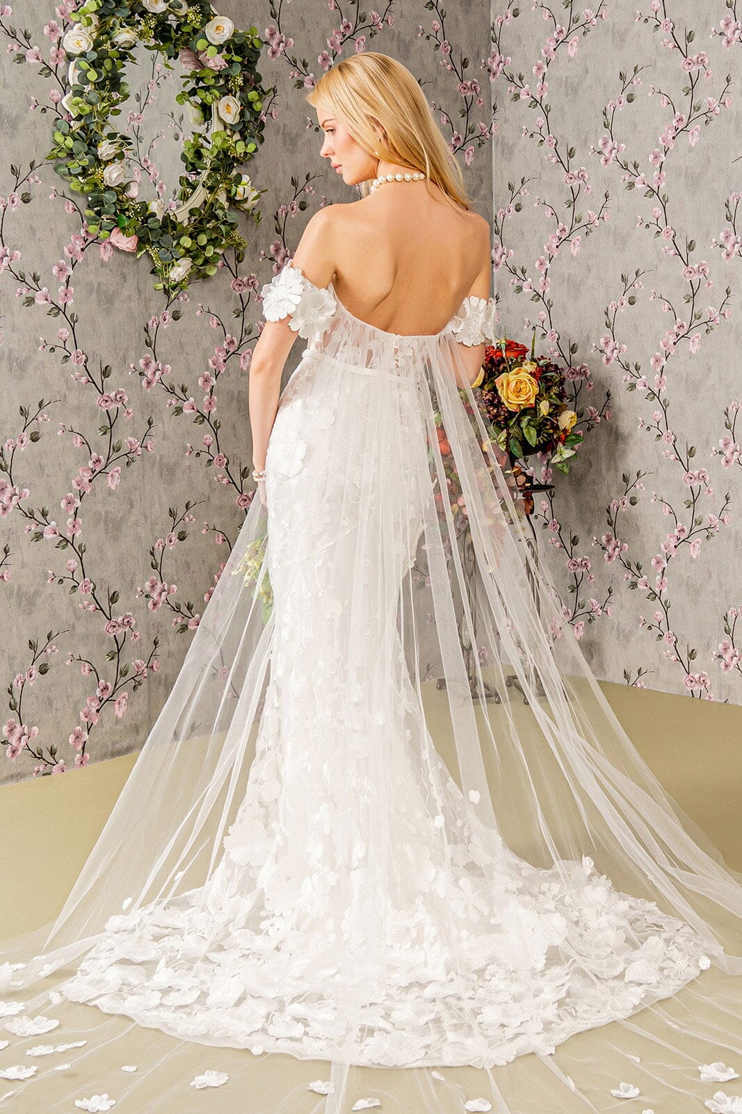 3D Floral Sheer Corset Bridal Gown by GLS Gloria GL3424 4XL / Ivory 3D Floral Sheer Corset Bridal Gown by GLS Gloria GL3424 4XL / Ivory