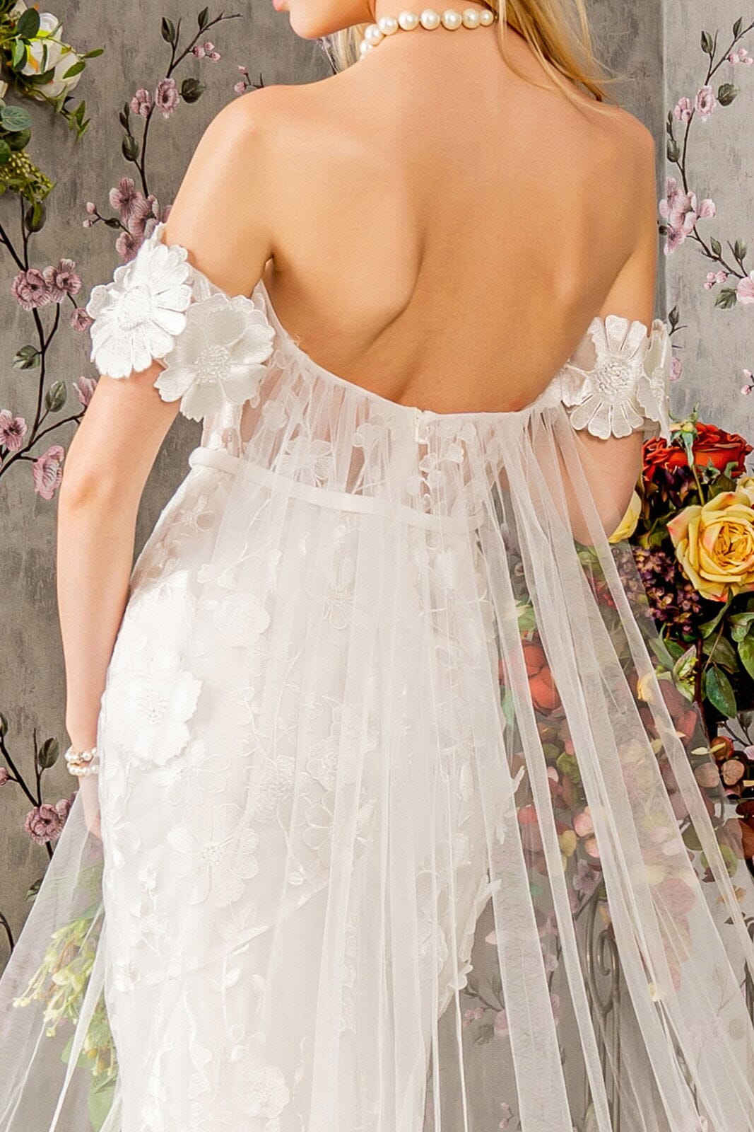 3D Floral Sheer Corset Bridal Gown by GLS Gloria GL3424 4XL / Ivory 3D Floral Sheer Corset Bridal Gown by GLS Gloria GL3424 4XL / Ivory