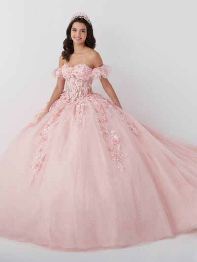 3D Floral Sheer Corset Quinceanera Dress by Fiesta Gowns 56465