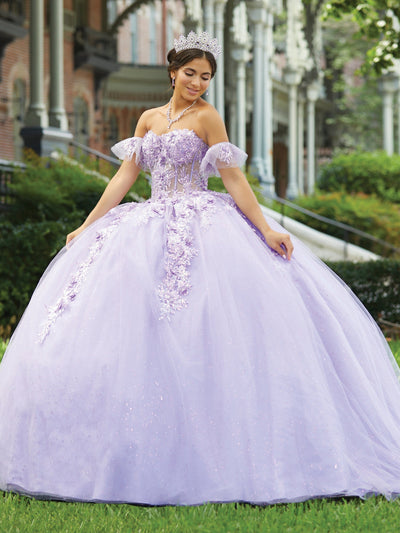 3D Floral Sheer Corset Quinceanera Dress by Fiesta Gowns 56465
