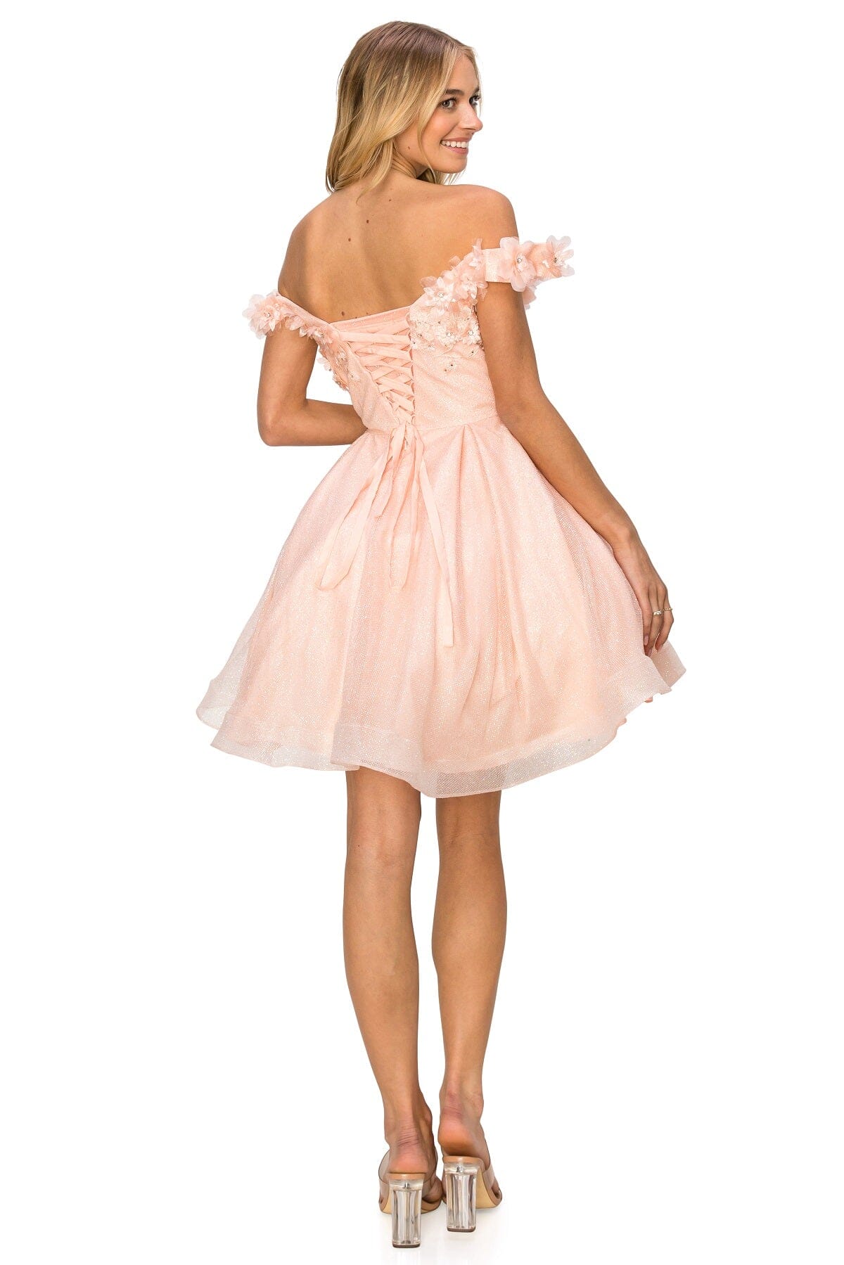 3D Floral Short Off Shoulder Dress by Cinderella Couture
