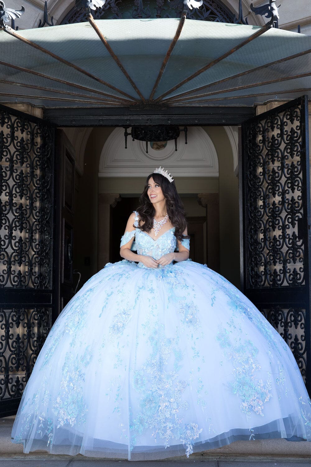 3D Floral Sleeveless Corset Ball Gown by Petite Adele PQ1048
