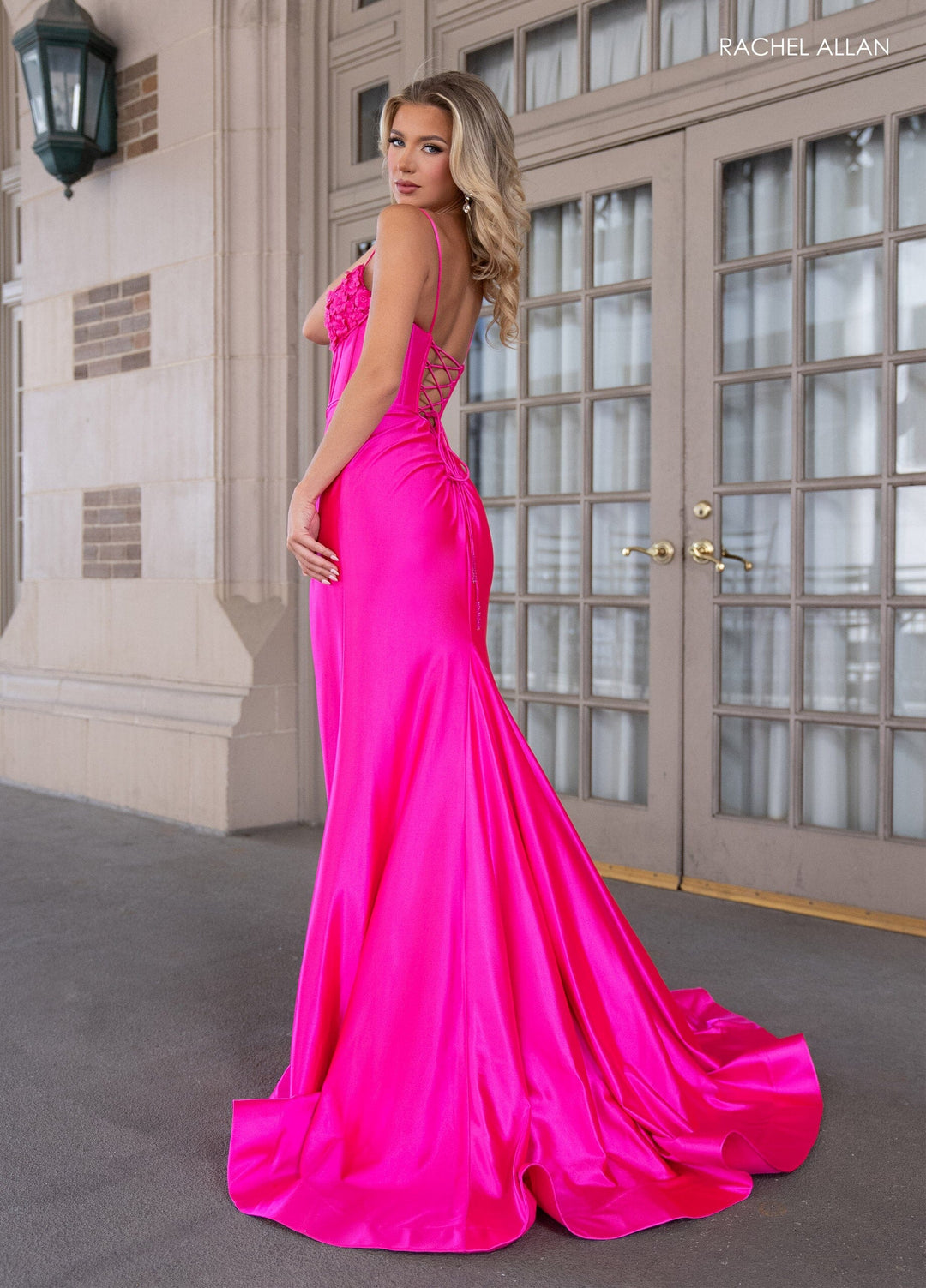 3D Floral Sleeveless Slit Gown by Rachel Allan 70702