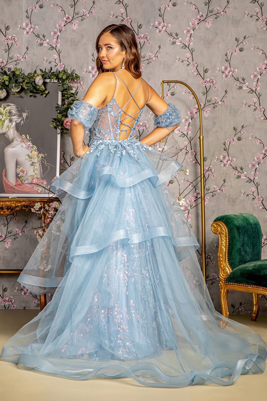 3d floral formal dress Emerald Green Long Formal Gown with 3D Florals Emerald / 00