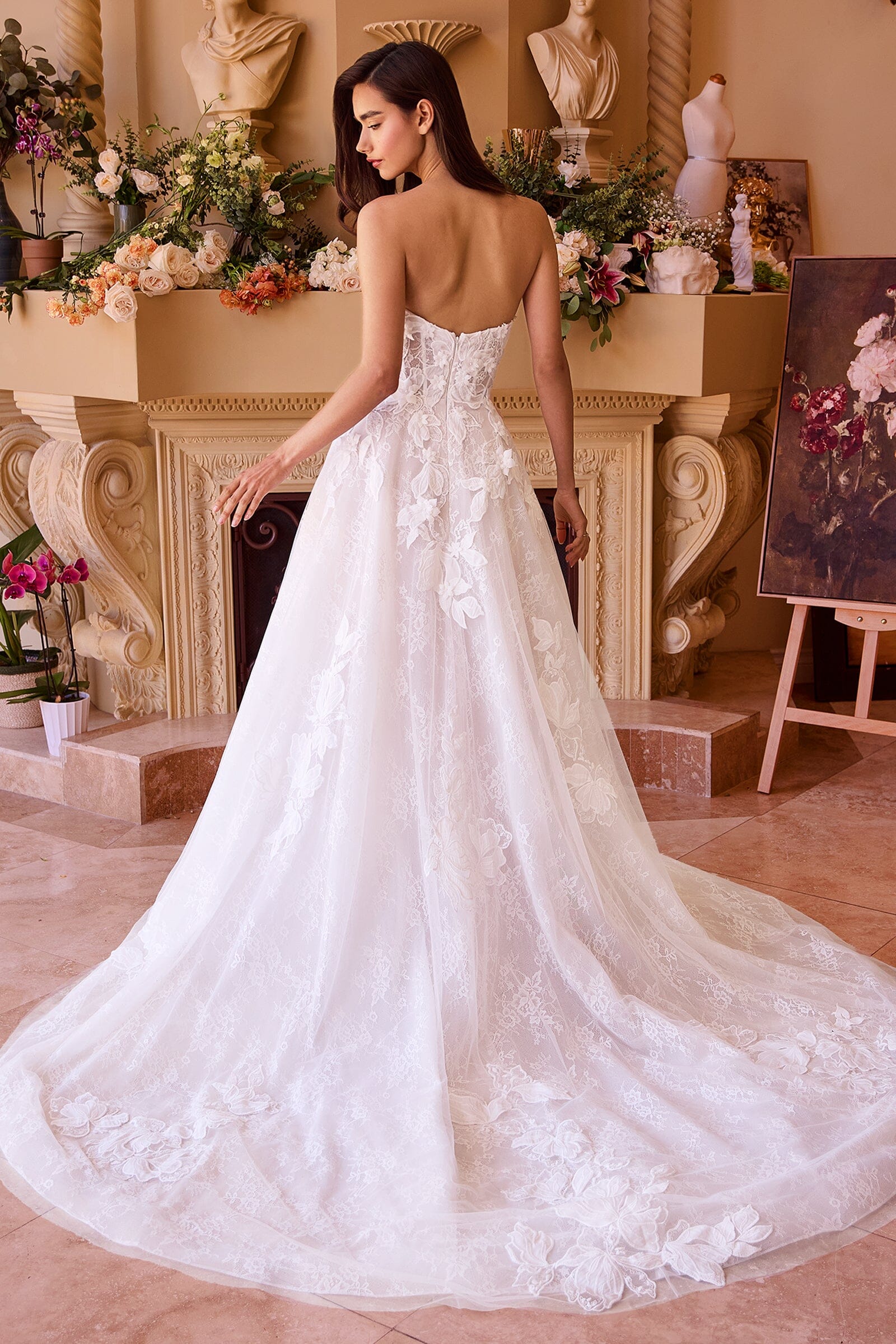 3D Floral Strapless A-line Bridal Gown by Ladivine WL034 – ABC Fashion