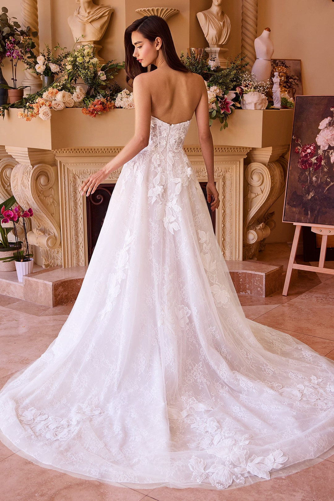 3D Floral Strapless A-line Bridal Gown by Ladivine WL034 3D Floral Strapless A-line Bridal Gown by Ladivine WL034