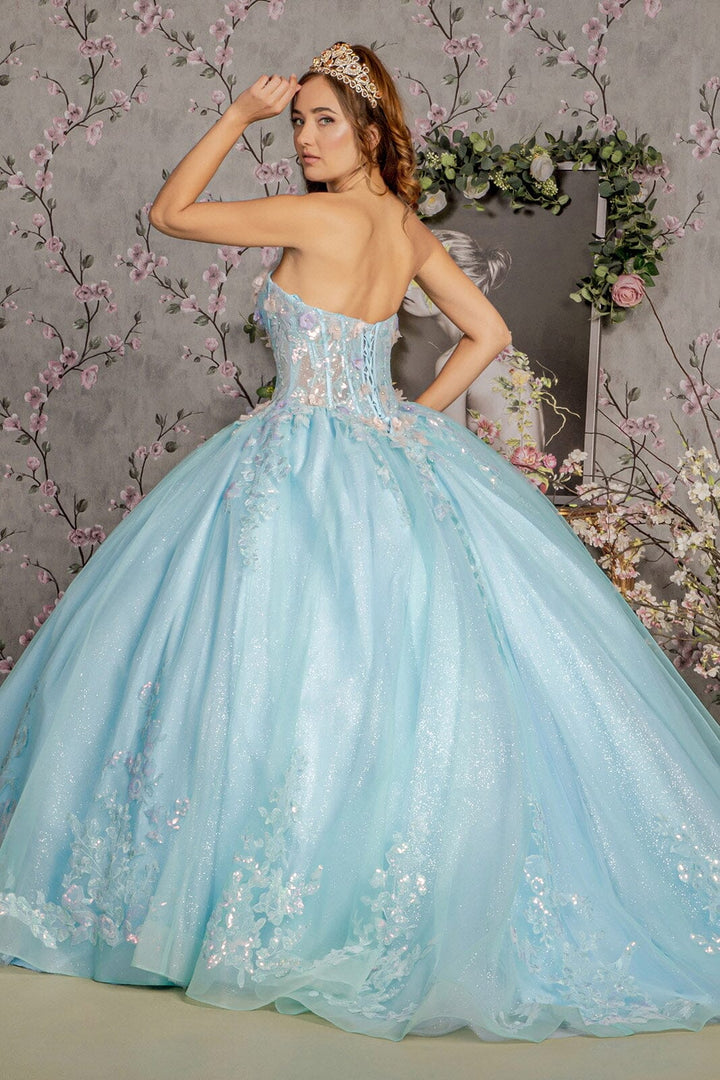3D Floral Strapless Corset Ball Gown by GLS Gloria GL3332