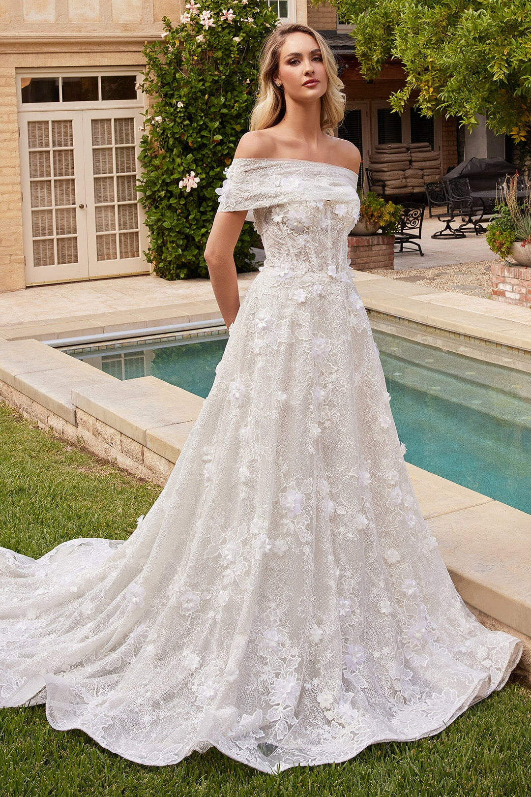 3D Floral Wedding Ball Gown by Ladivine CD860W