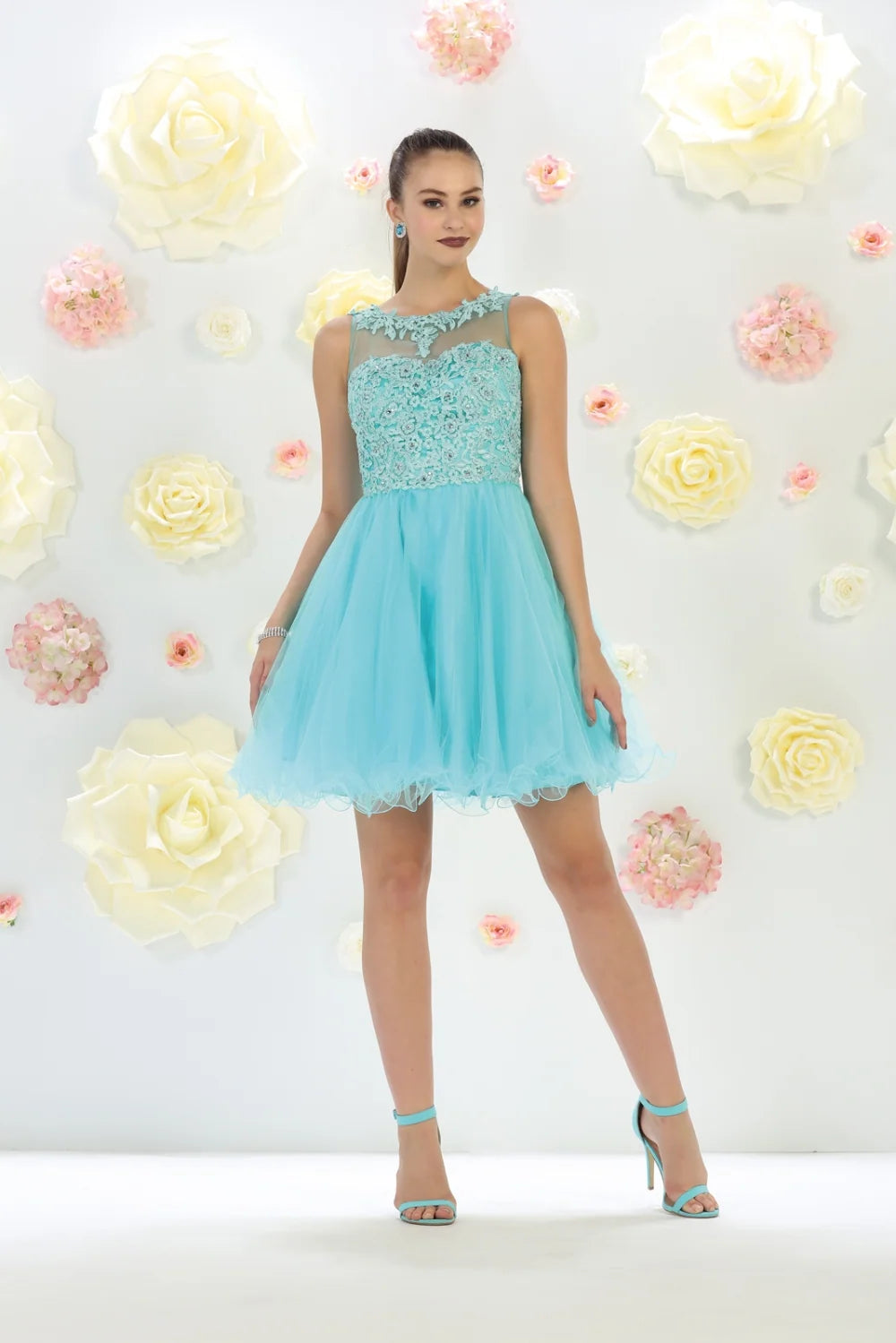 Short Sleeveless Ruffled Dress by May Queen MQ1429