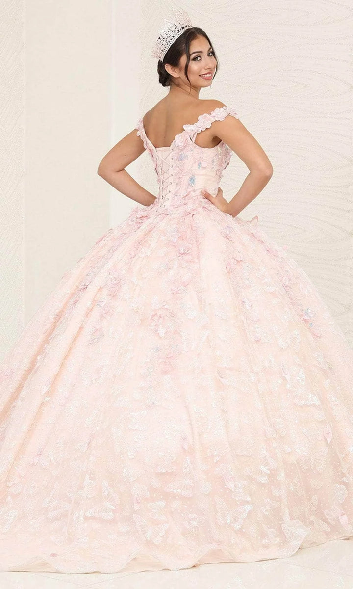 3D Floral Off Shoulder Ball Gown by May Queen LK259