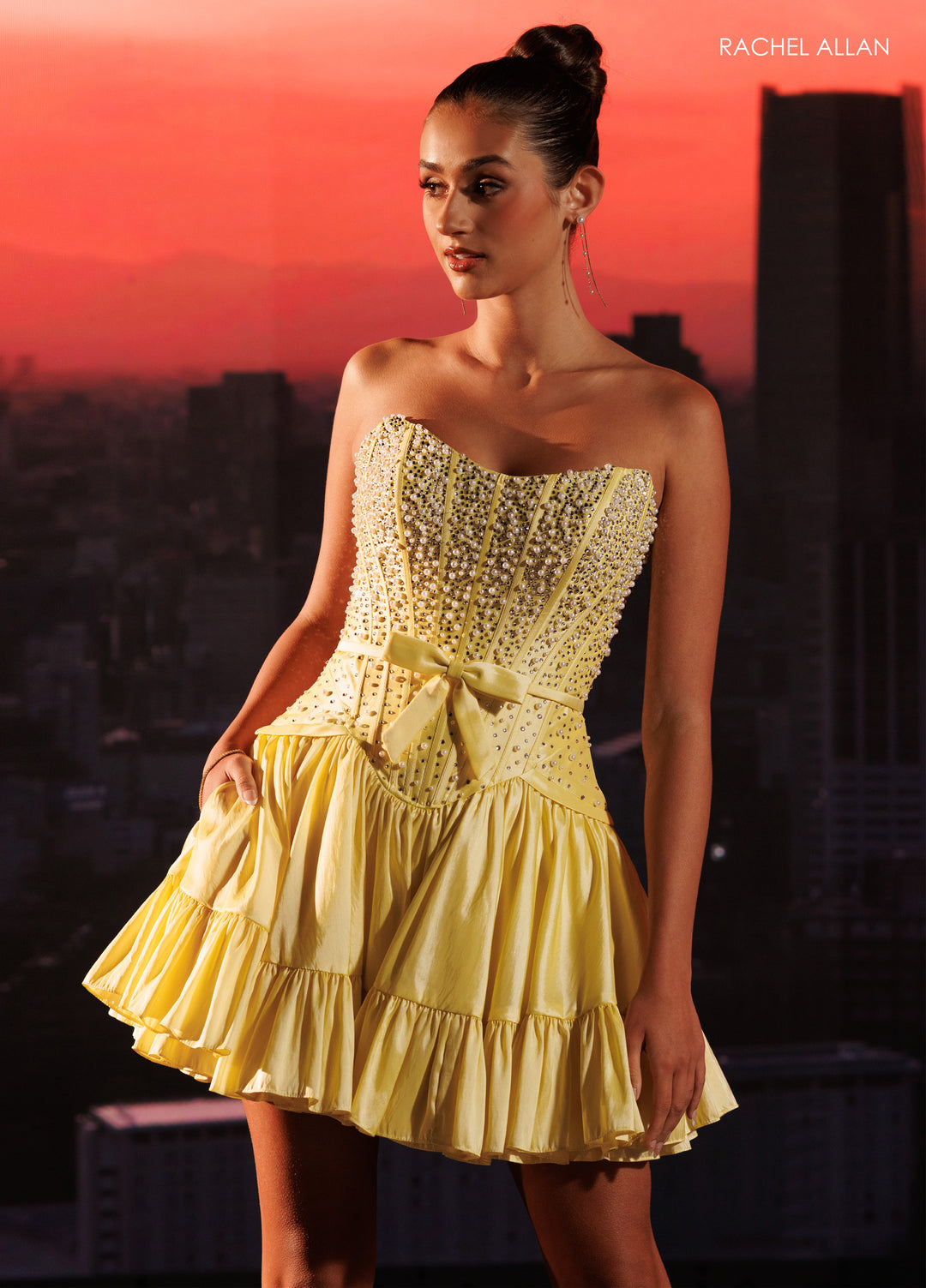 Short Strapless A-line Dress by Rachel Allan 40658