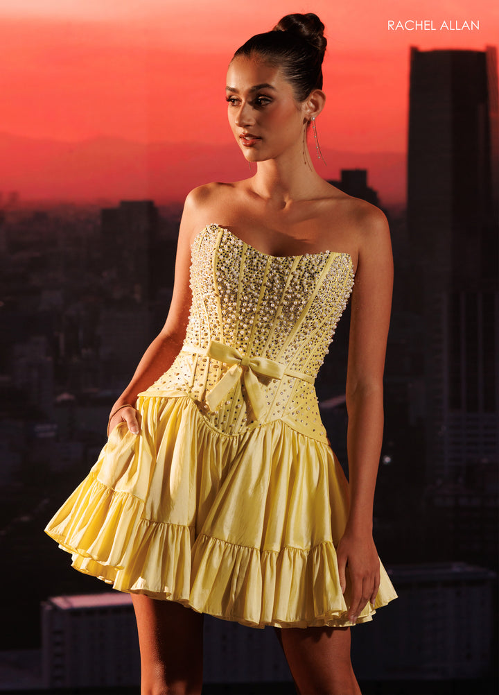 Short Strapless A-line Dress by Rachel Allan 40658