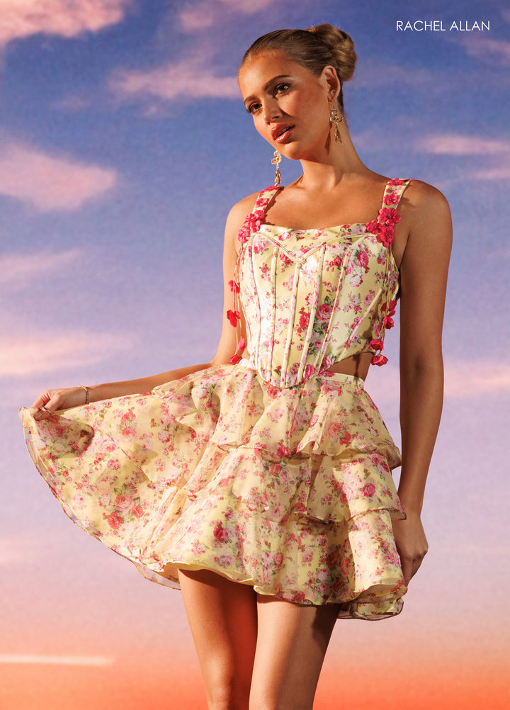 2-Piece Short Sleeveless Tiered Dress by Rachel Allan 40674