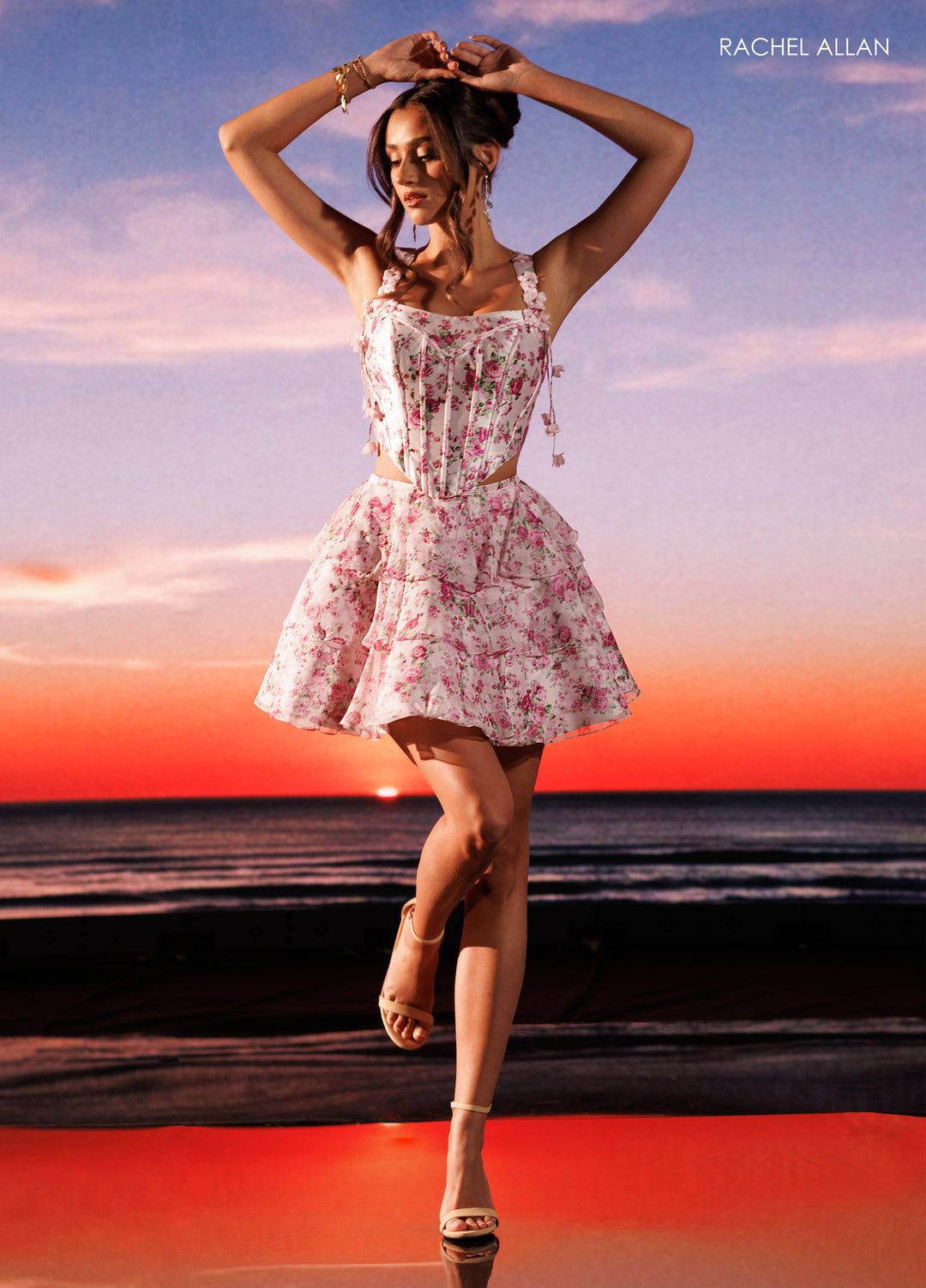 2-Piece Short Sleeveless Tiered Dress by Rachel Allan 40674