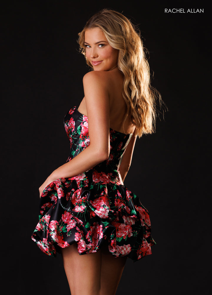 Print Short Strapless Dress by Rachel Allan 40684