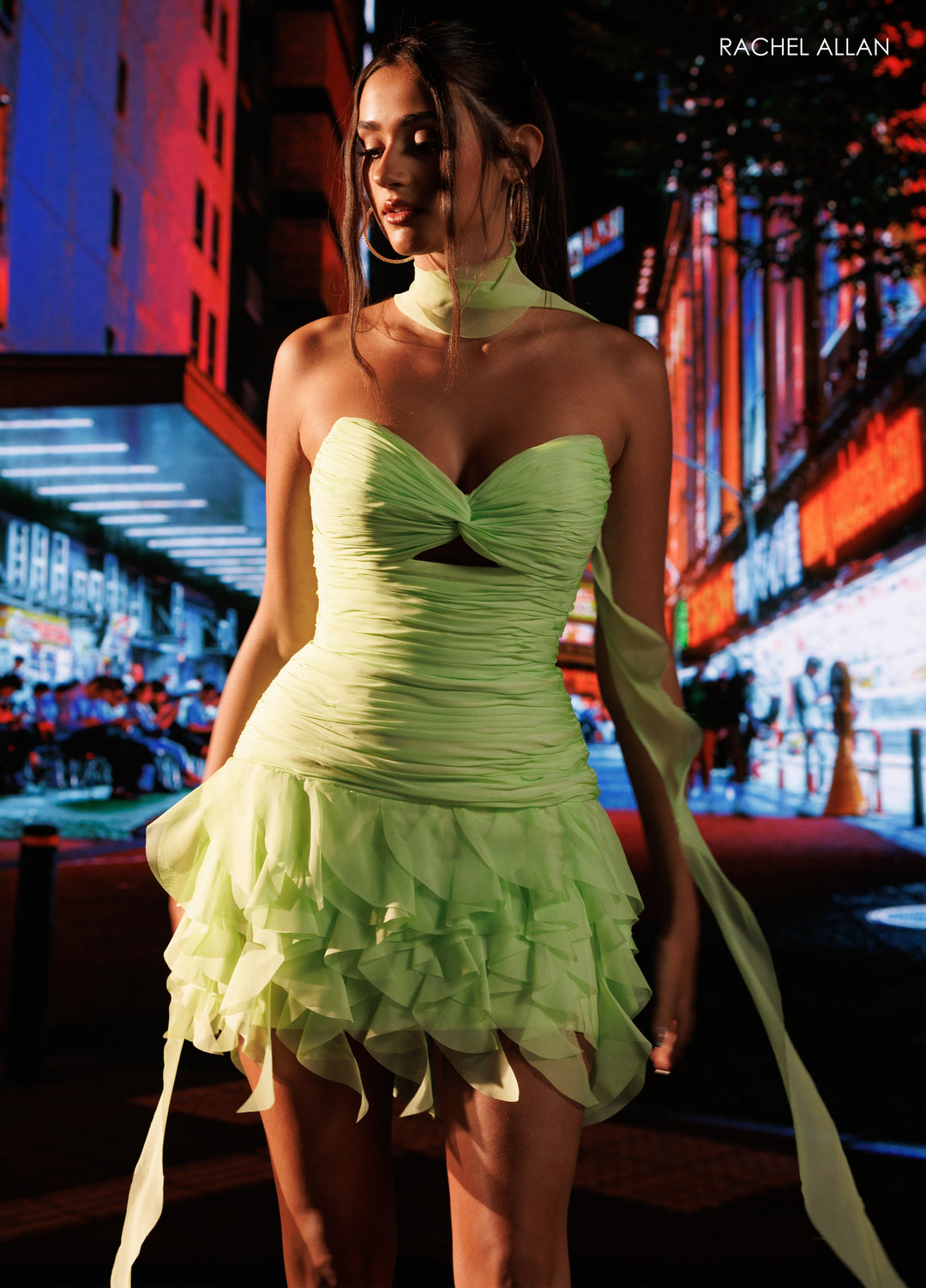 Short Strapless Ruffled Dress by Rachel Allan 40690