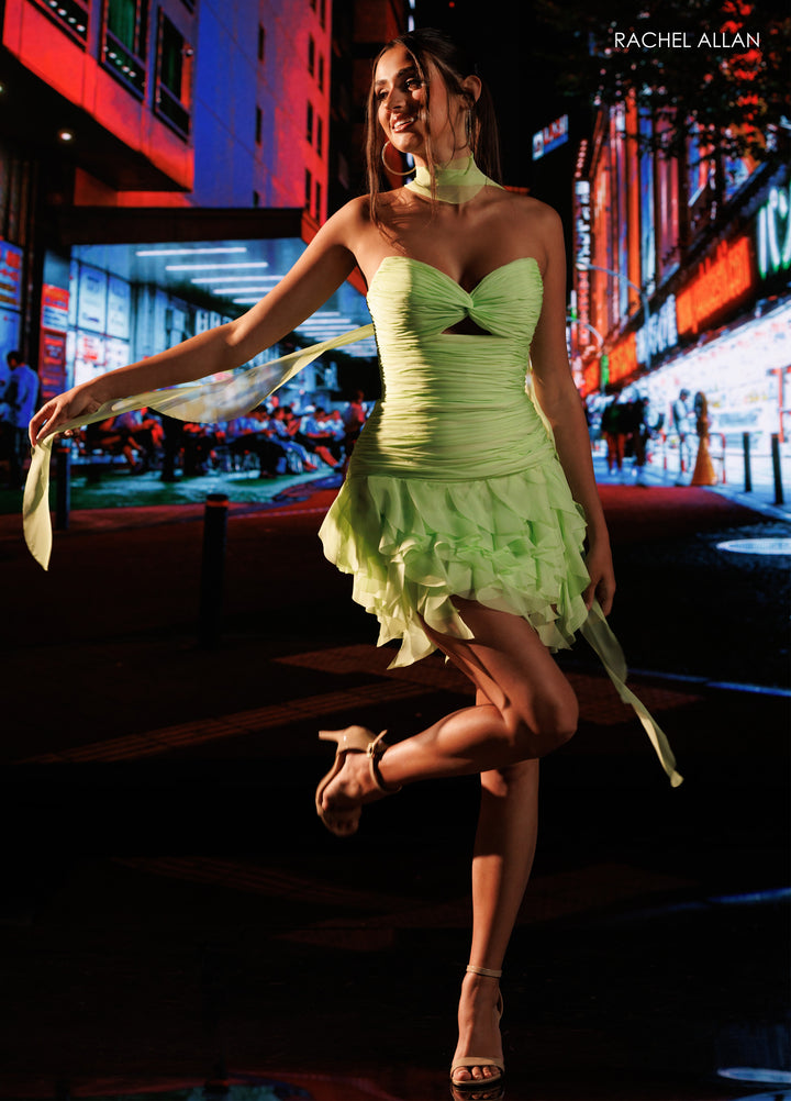 Short Strapless Ruffled Dress by Rachel Allan 40690