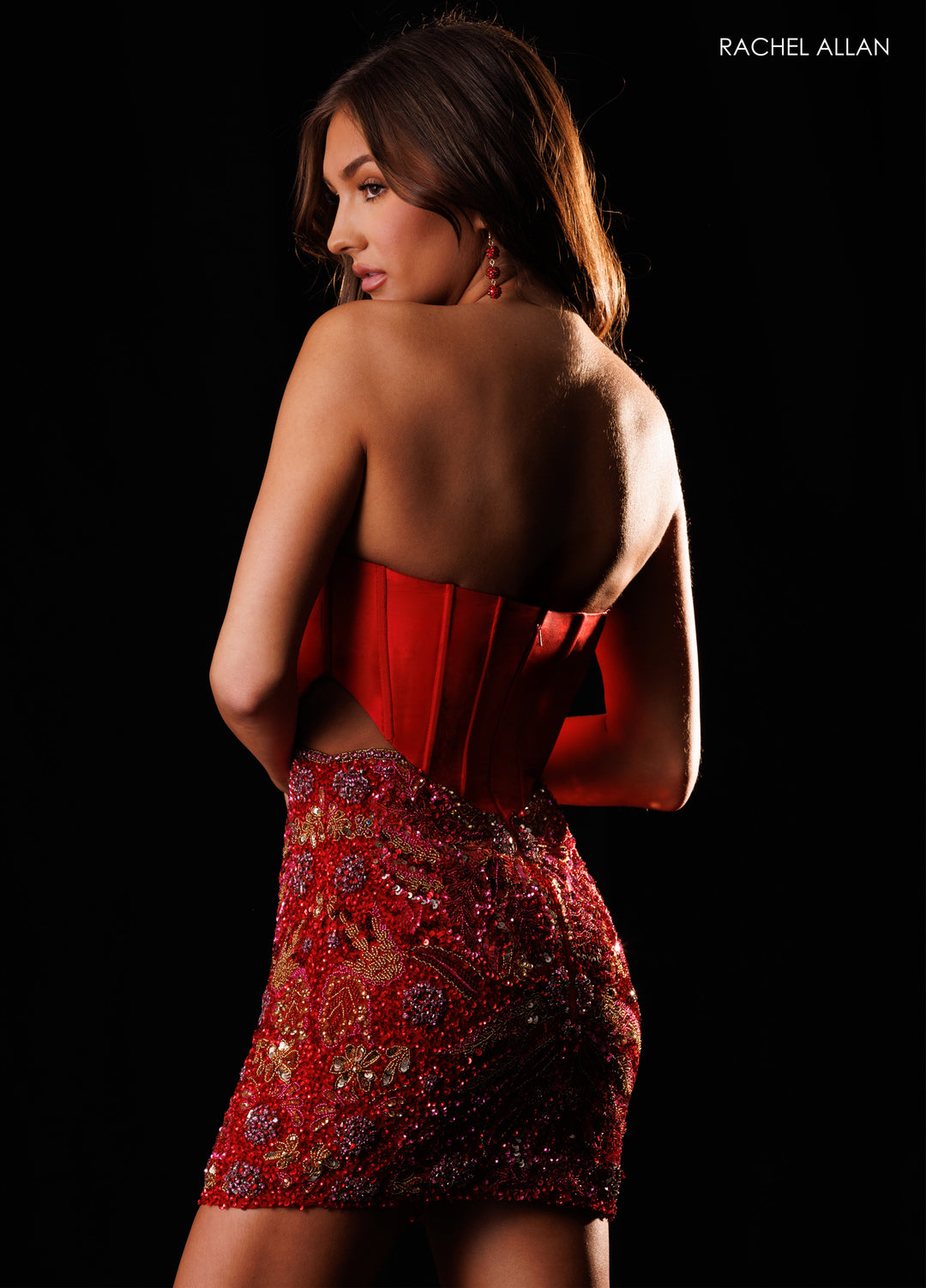 Beaded Short Strapless Dress by Rachel Allan 40740