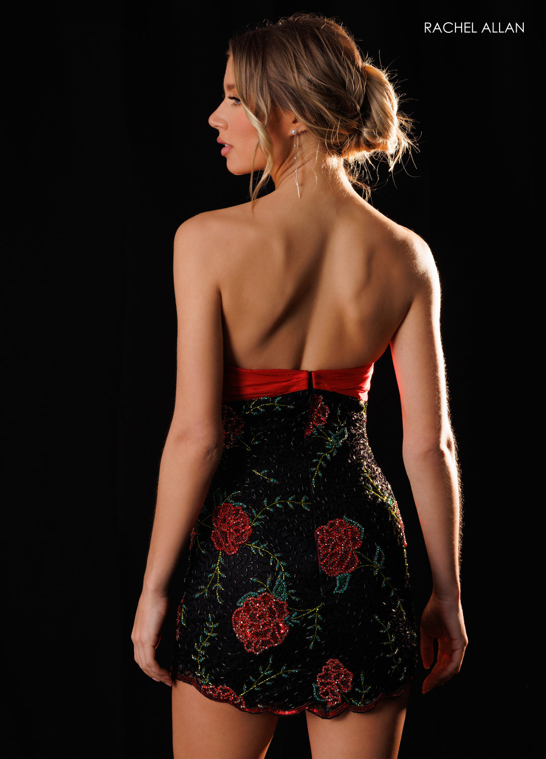 Floral Short Strapless Dress by Rachel Allan 40754