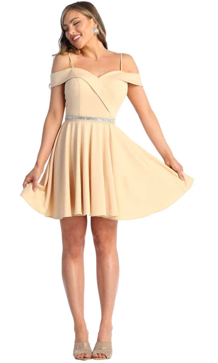 Short Cold Shoulder A-line Dress by May Queen MQ1916