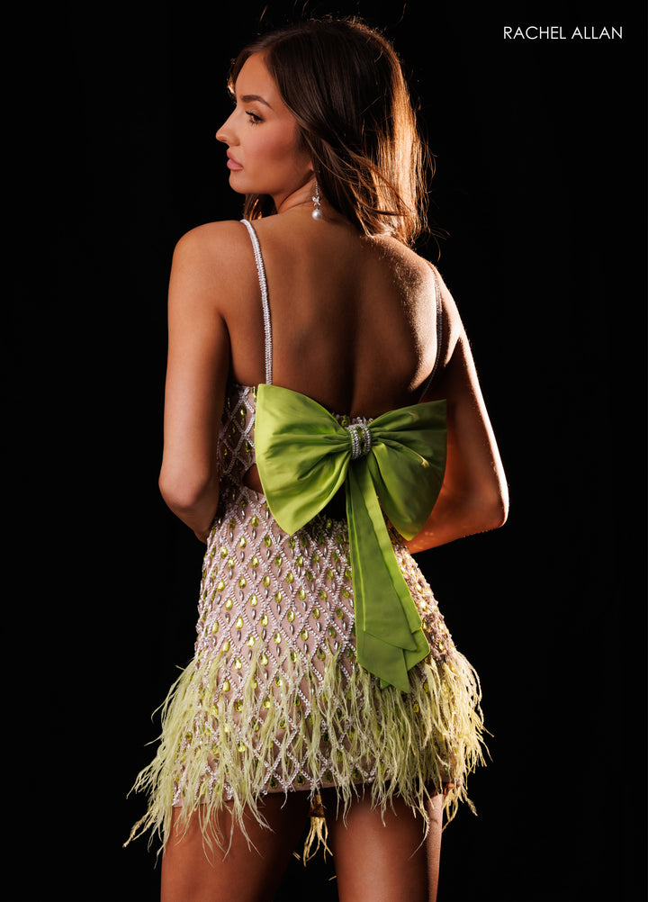 Feather Short Sleeveless Dress by Rachel Allan 40776