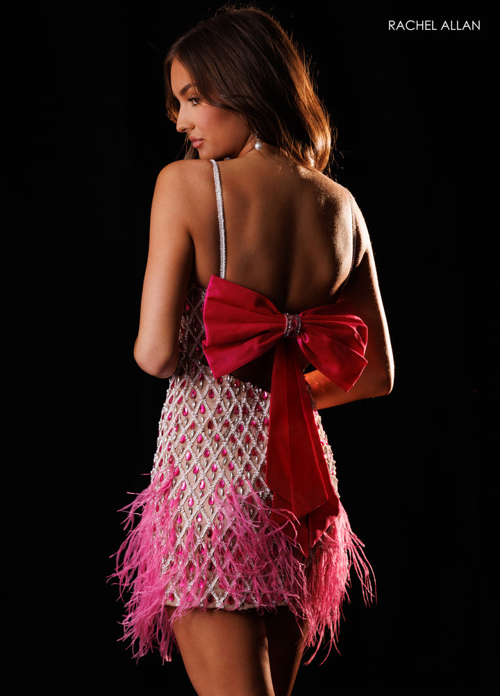 Feather Short Sleeveless Dress by Rachel Allan 40776