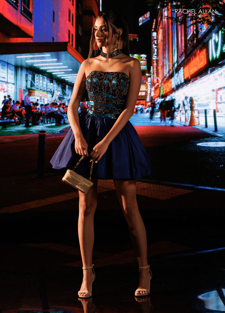 Short Strapless A-line Dress by Rachel Allan 40783
