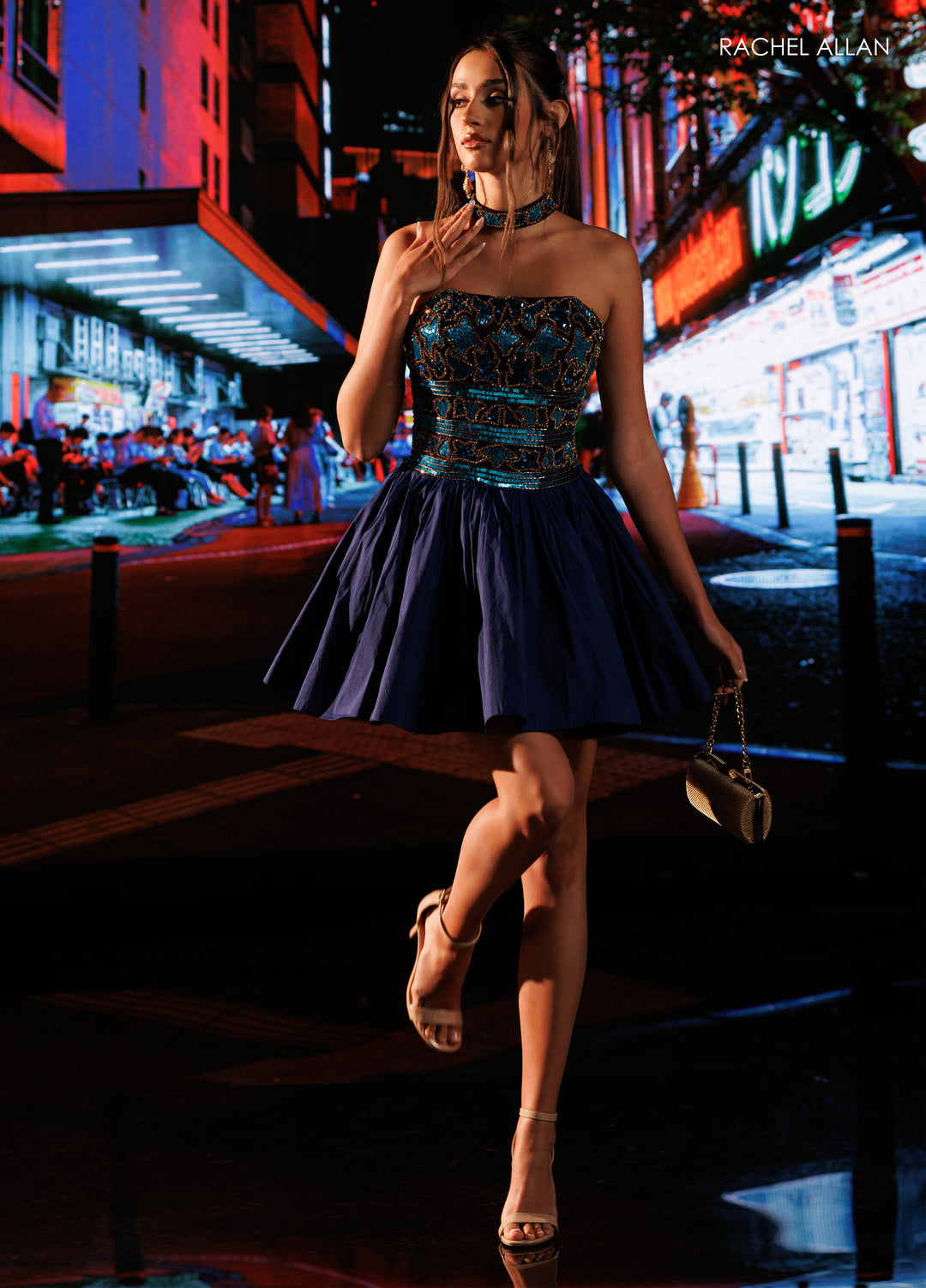 Short Strapless A-line Dress by Rachel Allan 40783