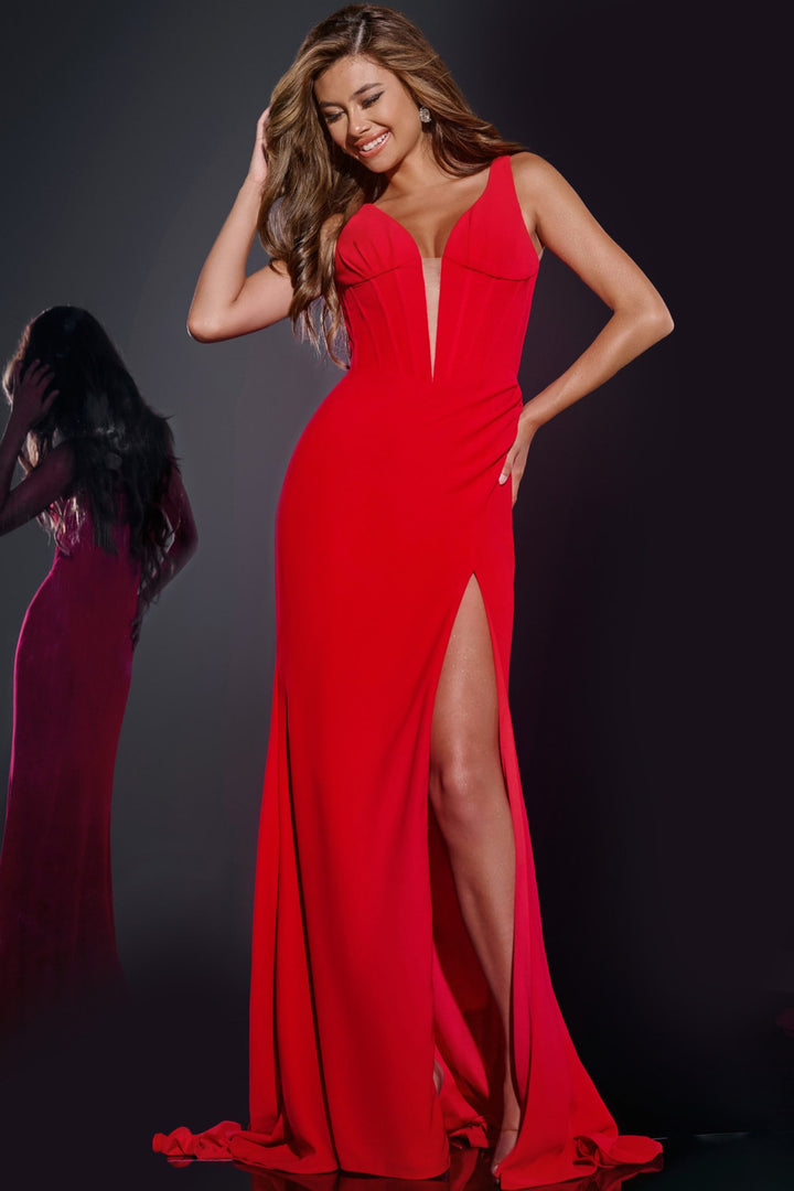 Sleeveless Corset A-line Slit Gown by Jovani 40783