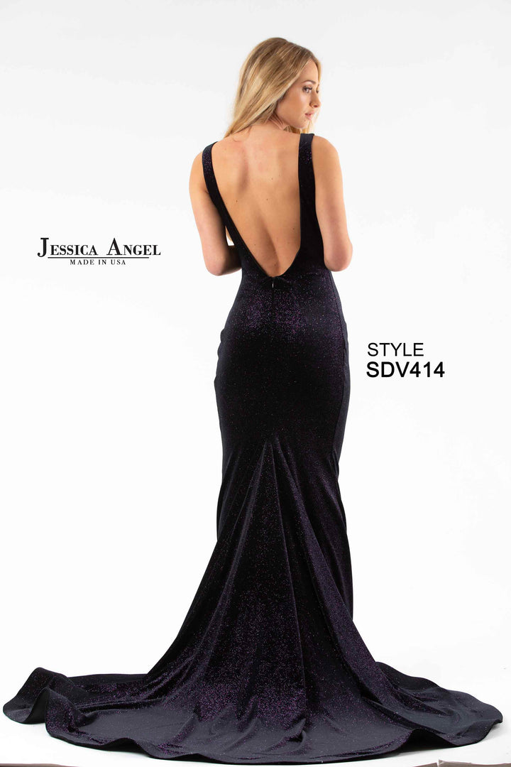 Metallic Fitted Sleeveless Gown by Jessica Angel 414