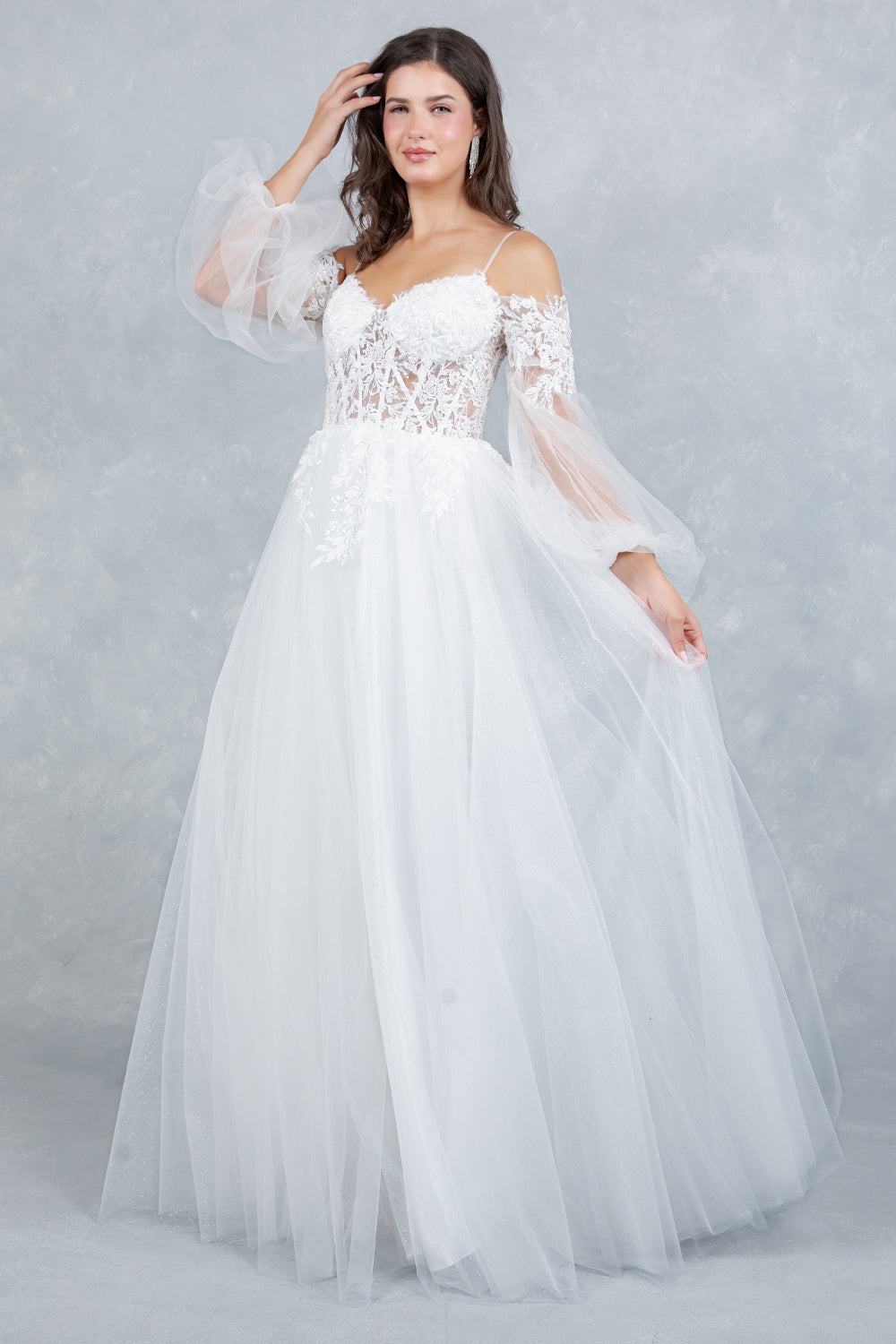 Long Sleeve A-line Gown by Cinderella Couture 4234