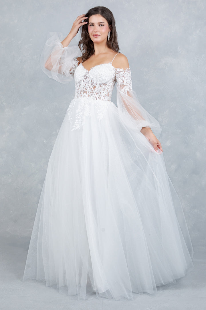 Long Sleeve A-line Gown by Cinderella Couture 4234