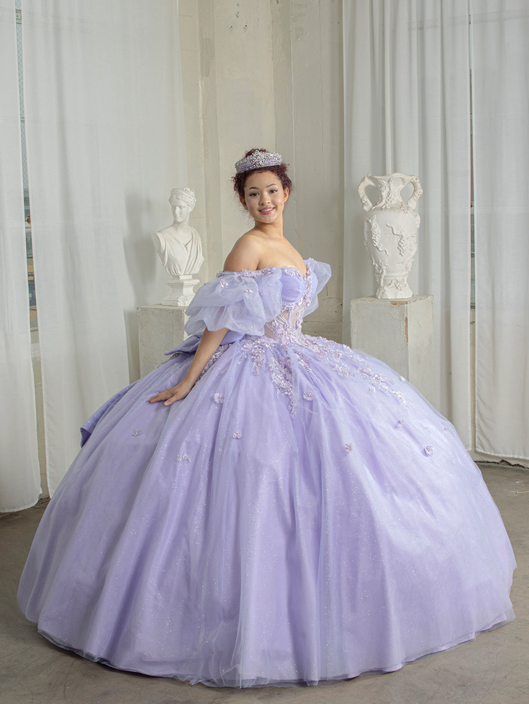 3D Floral Short Sleeve Ball Gown by Calla SCL-30032