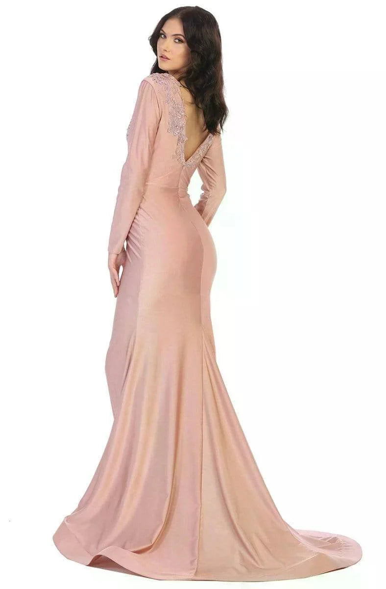 Applique Long Sleeve Mermaid Dress by May Queen MQ1772