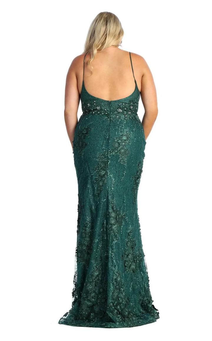 3D Floral Fitted V-Neck Gown by May Queen RQ7932
