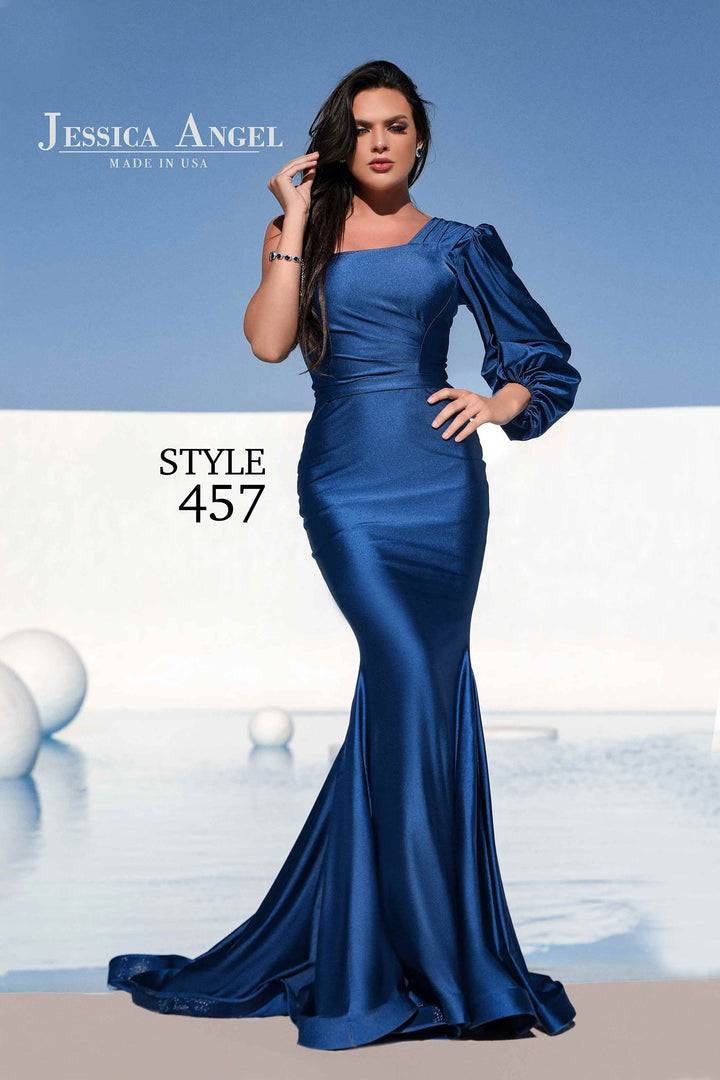 Jersey Fitted Long Sleeve Gown by Jessica Angel 457