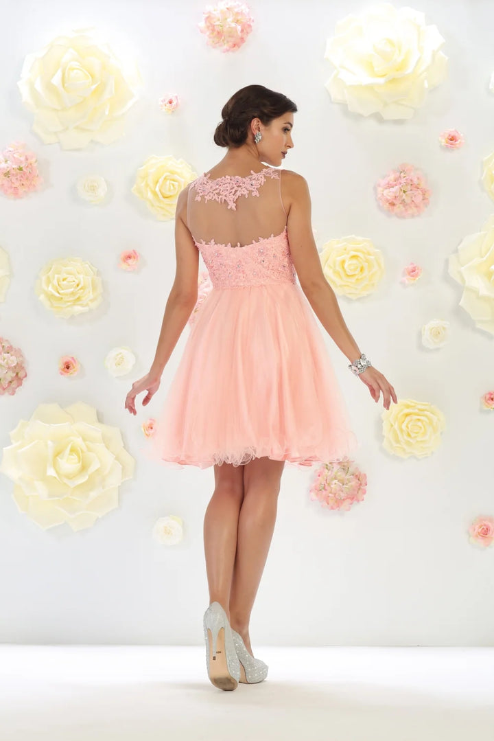 Short Sleeveless Ruffled Dress by May Queen MQ1429