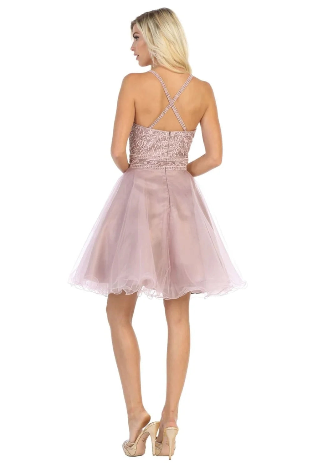 Short Sleeveless Ruffled Dress by May Queen MQ1658