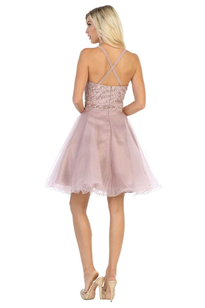 Short Sleeveless Ruffled Dress by May Queen MQ1658