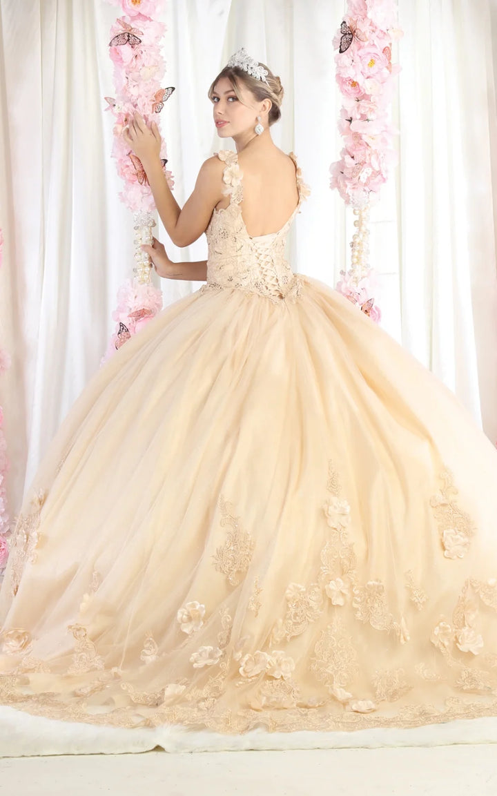 3D Floral Sleeveless Ball Gown by May Queen LK180