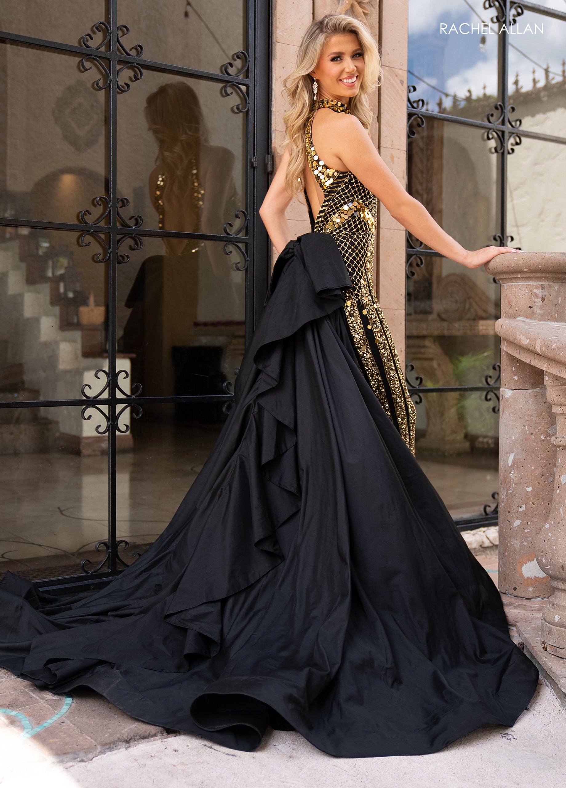 Beaded Halter Overskirt Jumpsuit by Rachel Allan 50302 – ABC