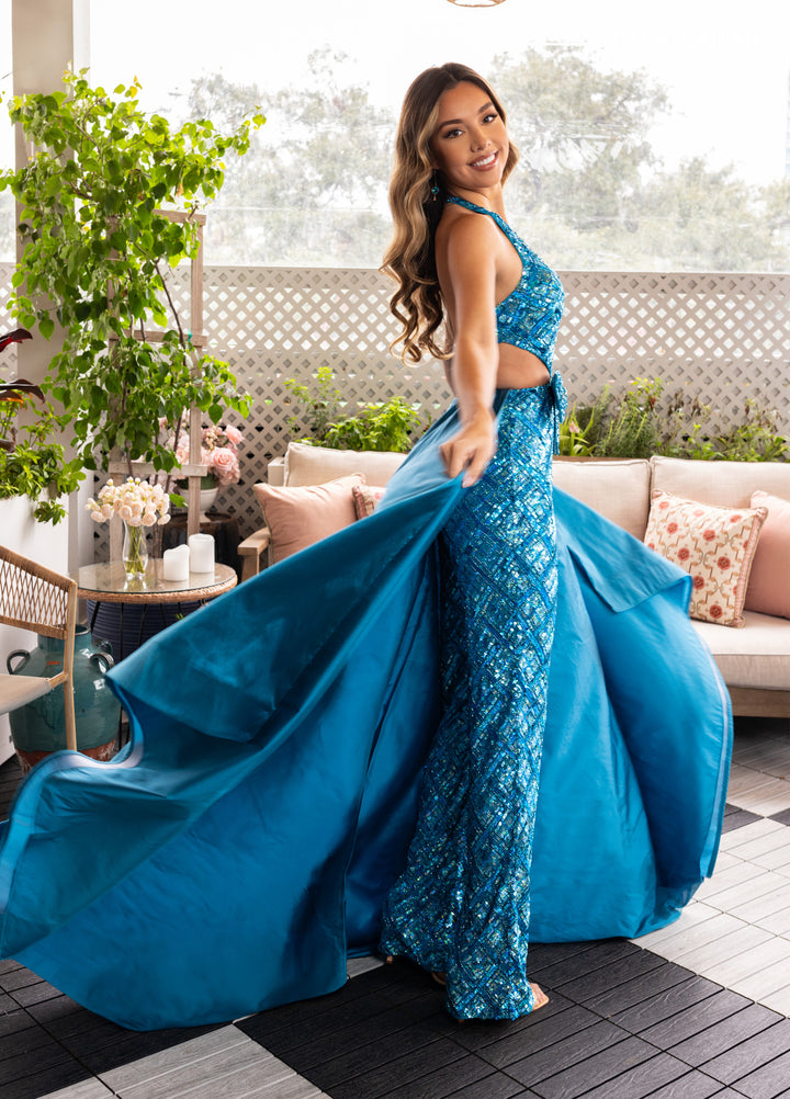 Beaded Sleeveless Jumpsuit by Rachel Allan 50375