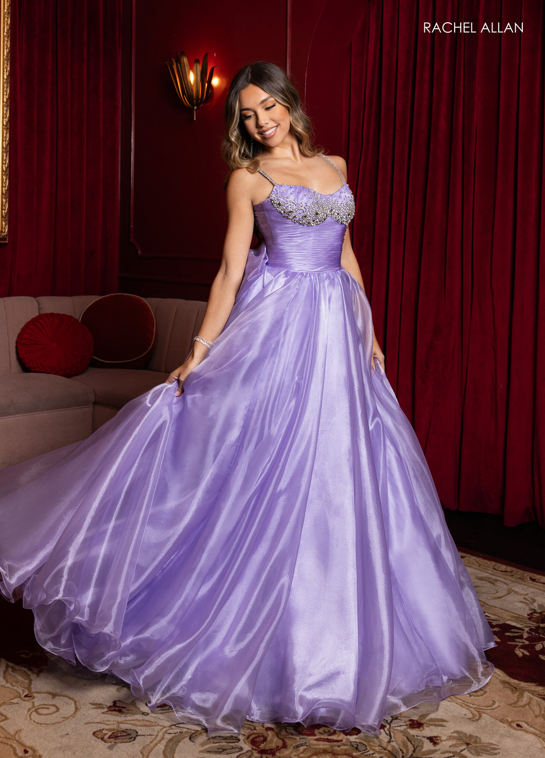 lavender organza dress Glimmering Organza Silk Lavender Color Gown