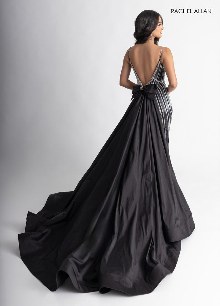 Sleeveless Overskirt Slit Gown by Rachel Allan 50390