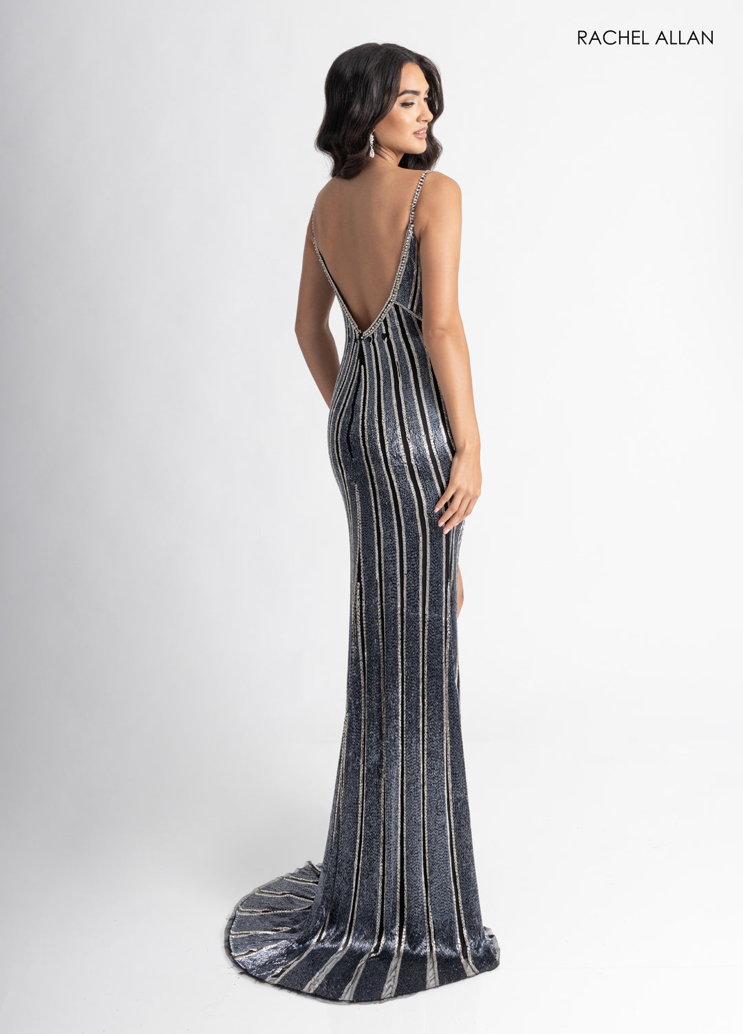 Sleeveless Overskirt Slit Gown by Rachel Allan 50390