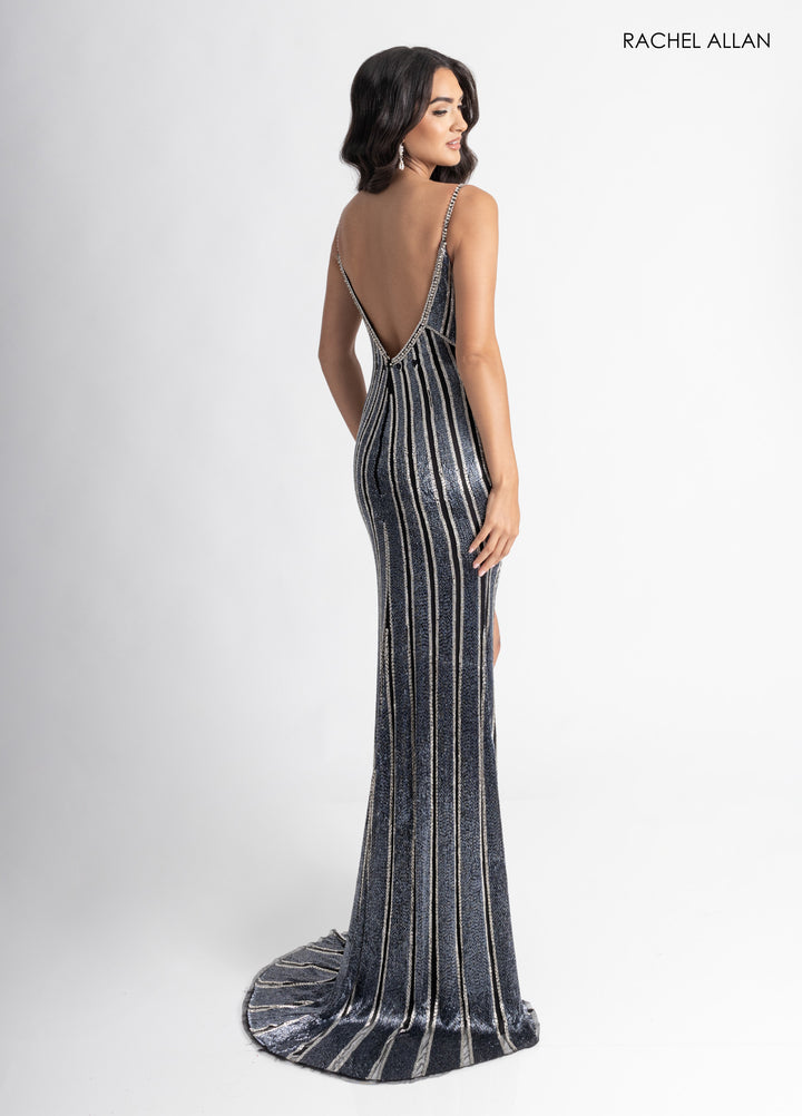 Sleeveless Overskirt Slit Gown by Rachel Allan 50390