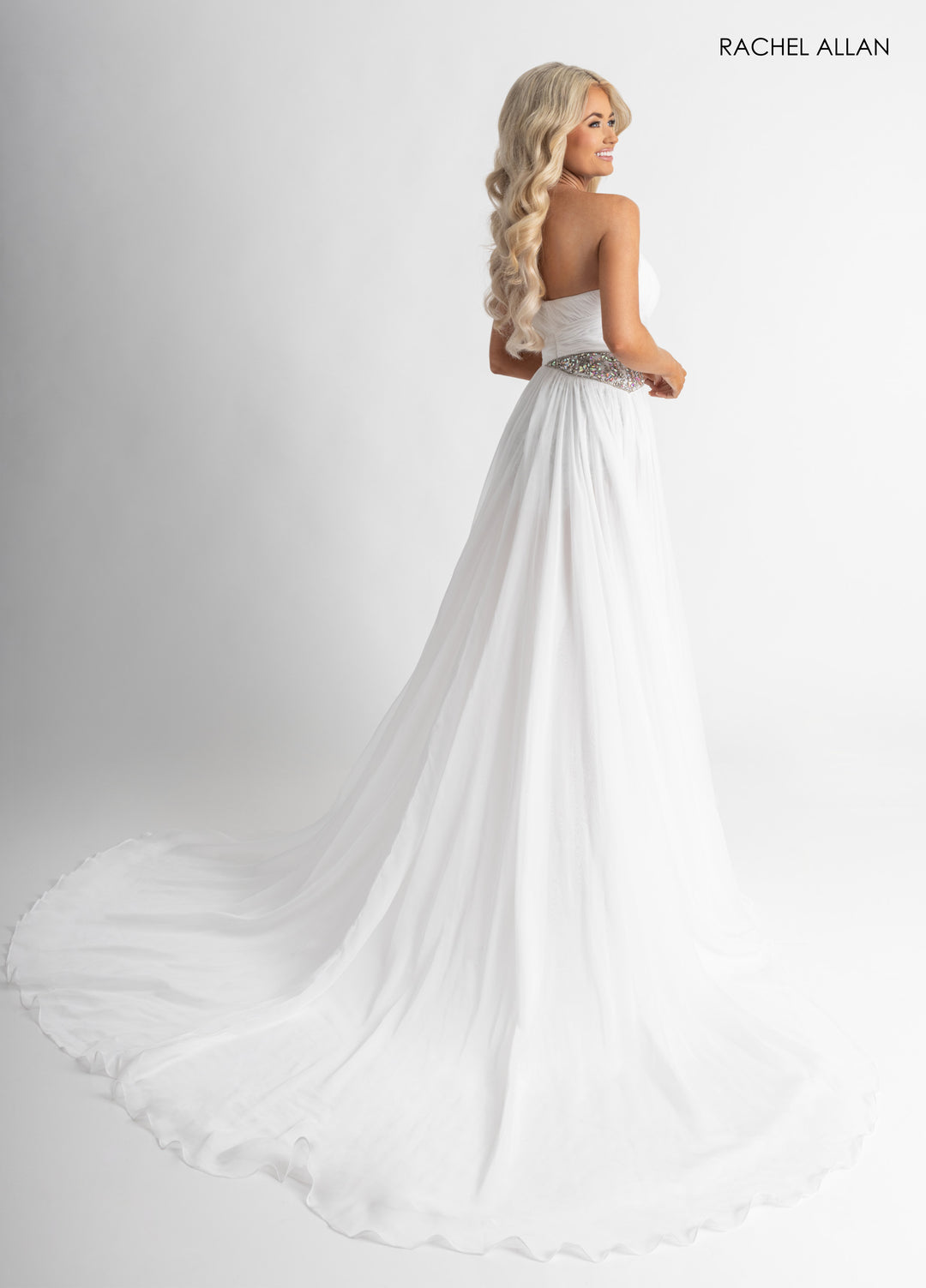 Strapless A-line Slit Gown by Rachel Allan 50399