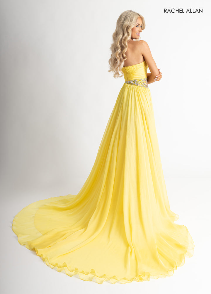 Strapless A-line Slit Gown by Rachel Allan 50399