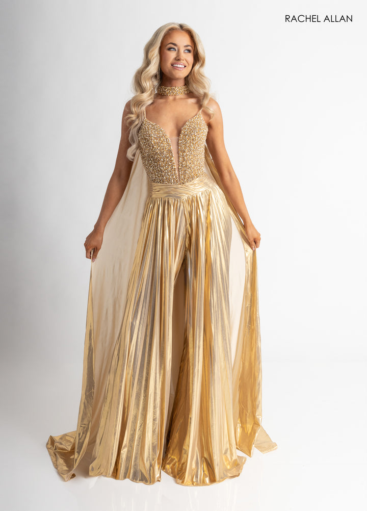 Metallic Sleeveless Jumpsuit by Rachel Allan 50408