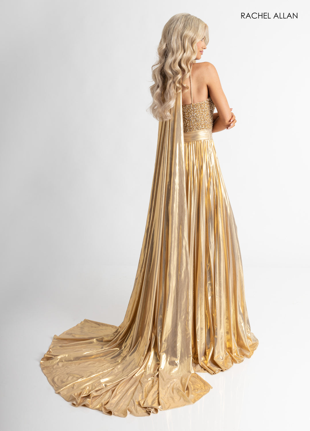 Metallic Sleeveless Jumpsuit by Rachel Allan 50408